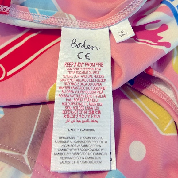 Mini Boden One Piece Pink Ice Cream Cross Back Swimsuit - Picture 5 of 6